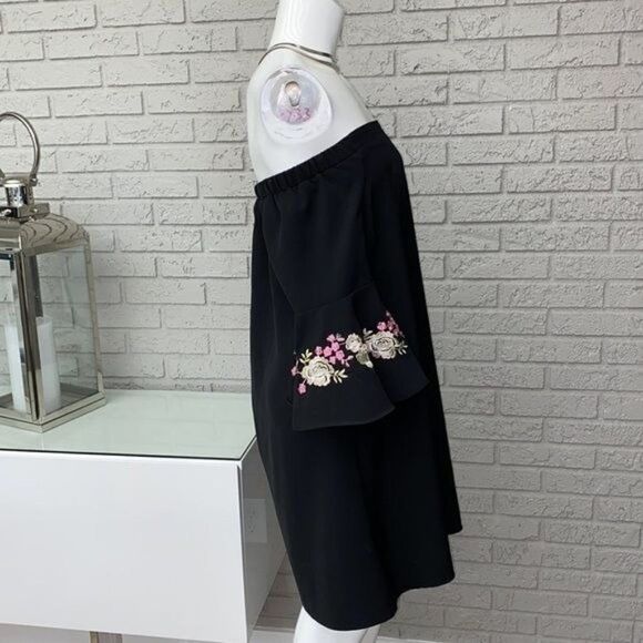 Jennifer Lopez Embroidered Off The Shoulder Mini Dress Size M - Picture 4 of 8